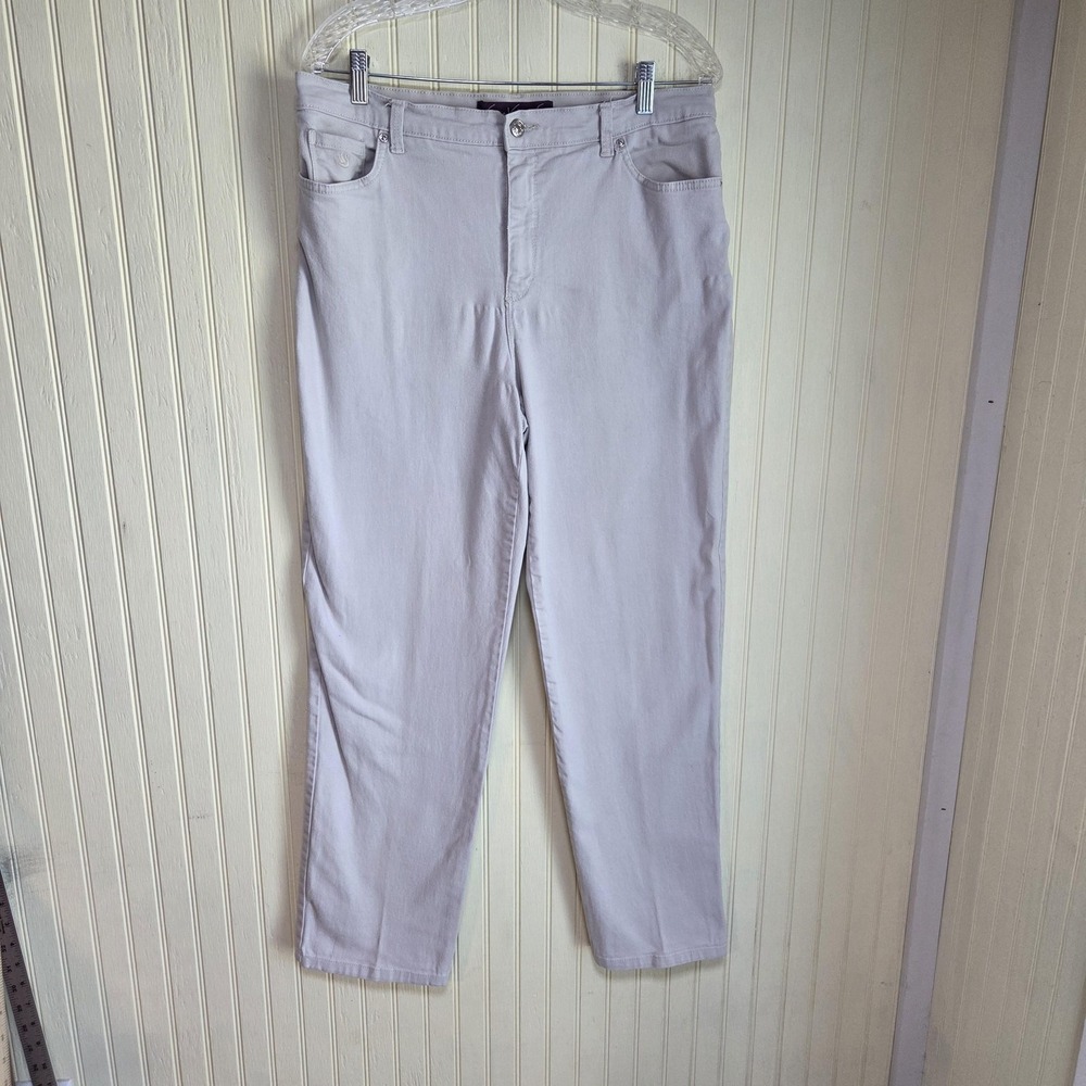 Gloria Vanderbilt Amanda Jeans Womens 14 Gray High Rise Tapered Stretch Denim